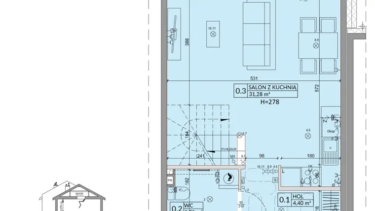 Rzut - Dom na sprzedaż 4 pokoje o powierzchni 77,99 m² - numer 9B w Osiedle Słoneczne