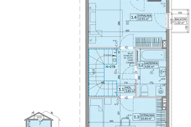 Rzut - Dom na sprzedaż 3 pokoje o powierzchni 68,42 m² - numer 10B w Osiedle Słoneczne