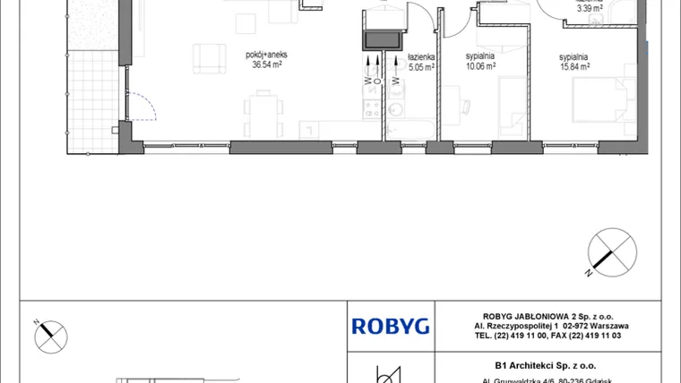 Rzut - Mieszkanie na sprzedaż 3 pokoje o powierzchni 78,45 m² - numer A.0M01 w Kobieli 4
