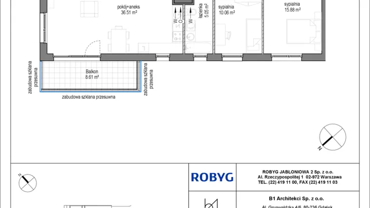 Rzut - Mieszkanie na sprzedaż 3 pokoje o powierzchni 78,49 m² - numer A.1M01 w Kobieli 4