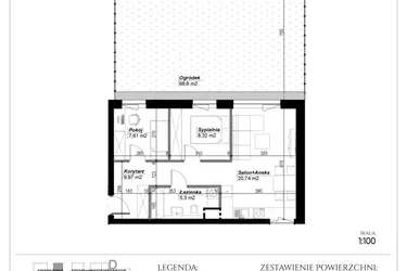 Rzut - Mieszkanie na sprzedaż 3 pokoje o powierzchni 51,94 m² - numer C.2 w Narcyzowe Wzgórza II