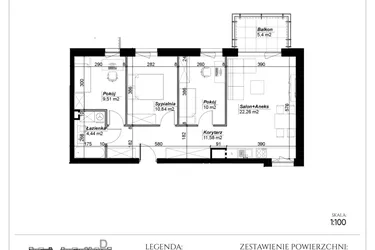 Rzut - Mieszkanie na sprzedaż 4 pokoje o powierzchni 68,63 m² - numer C.6 w Narcyzowe Wzgórza II