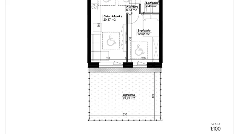 Rzut - Mieszkanie na sprzedaż 2 pokoje o powierzchni 42,18 m² - numer D.3 w Narcyzowe Wzgórza II