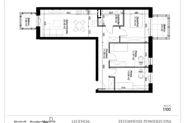 Rzut - Mieszkanie na sprzedaż 4 pokoje o powierzchni 71,24 m² - numer D.46 w Narcyzowe Wzgórza II