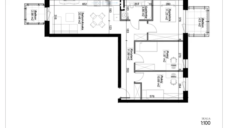 Rzut - Mieszkanie na sprzedaż 4 pokoje o powierzchni 71,24 m² - numer D.46 w Narcyzowe Wzgórza II