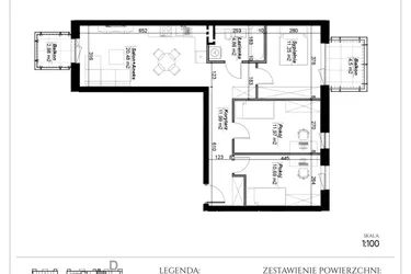 Rzut - Mieszkanie na sprzedaż 4 pokoje o powierzchni 71,24 m² - numer D.57 w Narcyzowe Wzgórza II