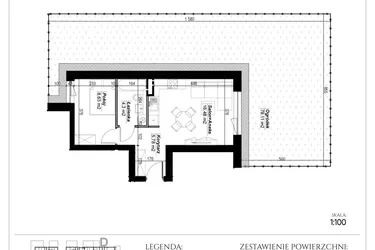 Rzut - Mieszkanie na sprzedaż 2 pokoje o powierzchni 35,19 m² - numer E.1 w Narcyzowe Wzgórza II