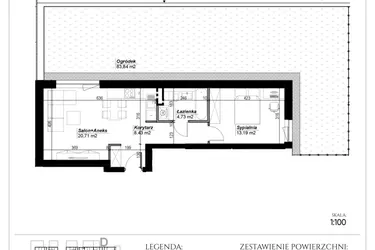 Rzut - Mieszkanie na sprzedaż 2 pokoje o powierzchni 47,06 m² - numer E.17 w Narcyzowe Wzgórza II