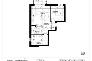 Rzut - Mieszkanie na sprzedaż 3 pokoje o powierzchni 48,7 m² - numer E.13 w Narcyzowe Wzgórza II