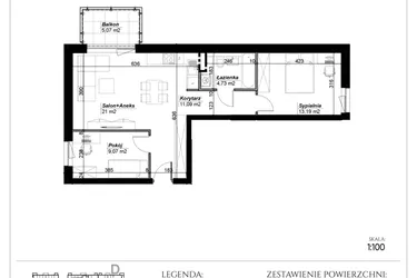 Rzut - Mieszkanie na sprzedaż 3 pokoje o powierzchni 59,08 m² - numer E.29 w Narcyzowe Wzgórza II