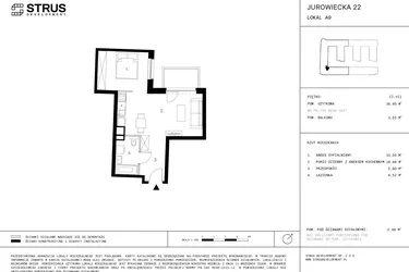 Rzut - Mieszkanie na sprzedaż 1 pokój o powierzchni 39,95 m² - numer 5.A9-182 w Jurowiecka 22