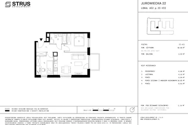 Rzut - Mieszkanie na sprzedaż 1 pokój o powierzchni 48,8 m² - numer 7.A32-350 w Jurowiecka 22