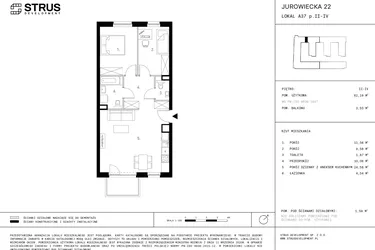 Rzut - Mieszkanie na sprzedaż 3 pokoje o powierzchni 62,22 m² - numer 4.A37-327 w Jurowiecka 22