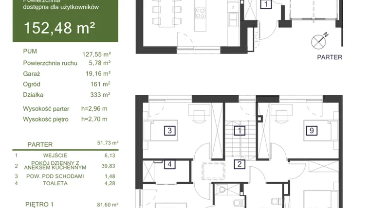 Rzut - Dom na sprzedaż 5 pokoi o powierzchni 152,48 m² - numer 31J w Osiedle Żywiczna