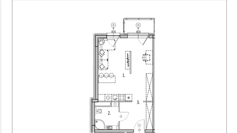 Rzut - Mieszkanie na sprzedaż 1 pokój o powierzchni 39,21 m² - numer 57 w Zachodnia 29