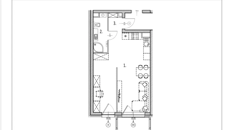 Rzut - Mieszkanie na sprzedaż 1 pokój o powierzchni 40,6 m² - numer 30 w Zachodnia 29