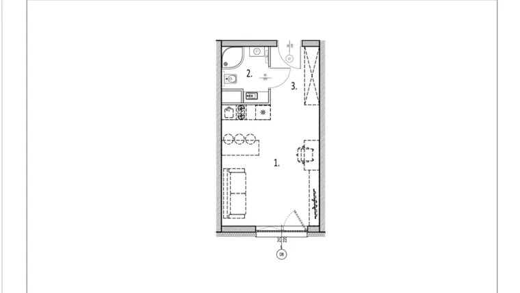 Rzut - Mieszkanie na sprzedaż 1 pokój o powierzchni 27,9 m² - numer 15 w Zachodnia 29