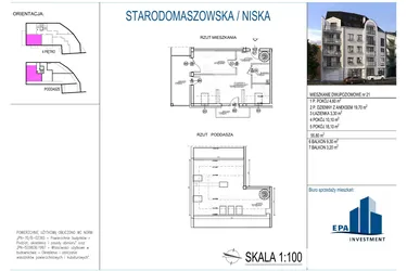 Rzut - Mieszkanie na sprzedaż 2 pokoje o powierzchni 55,8 m² - numer 21 w Kamienica przy ul. Starodomaszowskiej