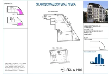 Rzut - Mieszkanie na sprzedaż 2 pokoje o powierzchni 62,3 m² - numer 24 w Kamienica przy ul. Starodomaszowskiej