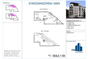 Rzut - Mieszkanie na sprzedaż 2 pokoje o powierzchni 56,1 m² - numer 25 w Kamienica przy ul. Starodomaszowskiej