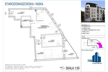 Rzut - Mieszkanie na sprzedaż 3 pokoje o powierzchni 52,7 m² - numer 12 w Kamienica przy ul. Starodomaszowskiej