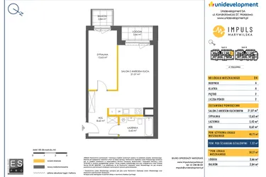 Rzut - Mieszkanie na sprzedaż 2 pokoje o powierzchni 48,85 m² - numer A/24 w Impuls Marywilska