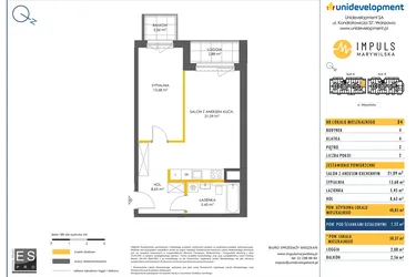 Rzut - Mieszkanie na sprzedaż 2 pokoje o powierzchni 48,85 m² - numer A/24 w Impuls Marywilska