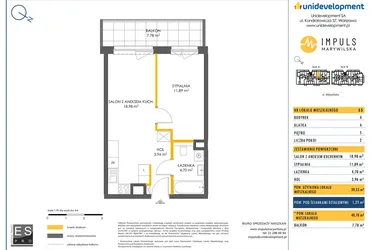 Rzut - Mieszkanie na sprzedaż 2 pokoje o powierzchni 39,53 m² - numer A/55 w Impuls Marywilska