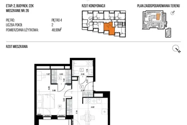 Rzut - Mieszkanie na sprzedaż 2 pokoje o powierzchni 48,99 m² - numer 22K/26 w NATURAMA II
