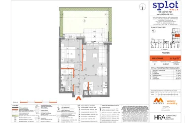 Rzut - Mieszkanie na sprzedaż 2 pokoje o powierzchni 43,23 m² - numer F1.A.00.03 w Splot Wola