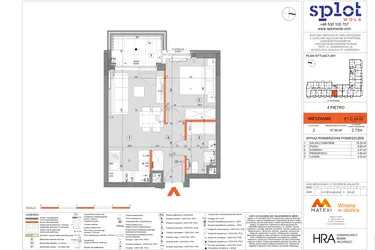 Rzut - Mieszkanie na sprzedaż 2 pokoje o powierzchni 37,3 m² - numer F1.C.04.02 w Splot Wola