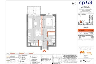 Rzut - Mieszkanie na sprzedaż 2 pokoje o powierzchni 38,6 m² - numer F1.C.04.08 w Splot Wola