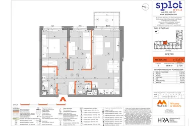 Rzut - Mieszkanie na sprzedaż 3 pokoje o powierzchni 59,05 m² - numer F1.C.05.10 w Splot Wola