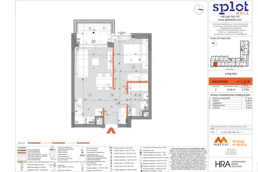 Rzut - Mieszkanie na sprzedaż 2 pokoje o powierzchni 37,05 m² - numer F1.C.05.06 w Splot Wola