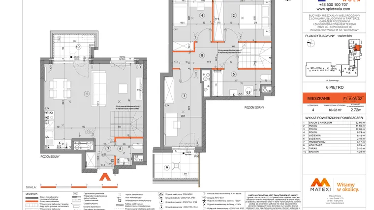 Rzut - Mieszkanie na sprzedaż 4 pokoje o powierzchni 83,02 m² - numer F1.A.06.02 w Splot Wola