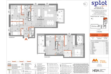 Rzut - Mieszkanie na sprzedaż 5 pokoi o powierzchni 124,44 m² - numer F1.A.06.01 w Splot Wola