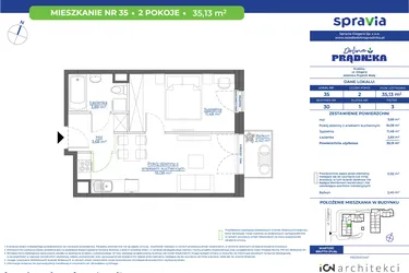 Rzut - Mieszkanie na sprzedaż 2 pokoje o powierzchni 35,13 m² - numer 30.35 w Osiedle Dolina Prądnika