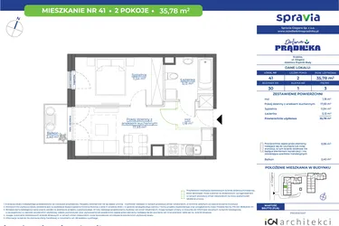 Rzut - Mieszkanie na sprzedaż 2 pokoje o powierzchni 35,78 m² - numer 30.41 w Osiedle Dolina Prądnika