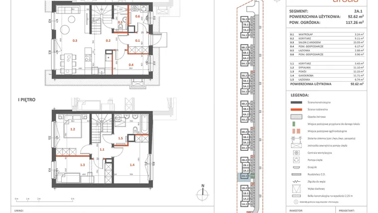 Rzut - Dom na sprzedaż 5 pokoi o powierzchni 91,33 m² - numer 2A.1 w Przystanek Ursus