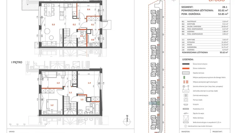 Rzut - Dom na sprzedaż 5 pokoi o powierzchni 91,16 m² - numer 2B.1 w Przystanek Ursus