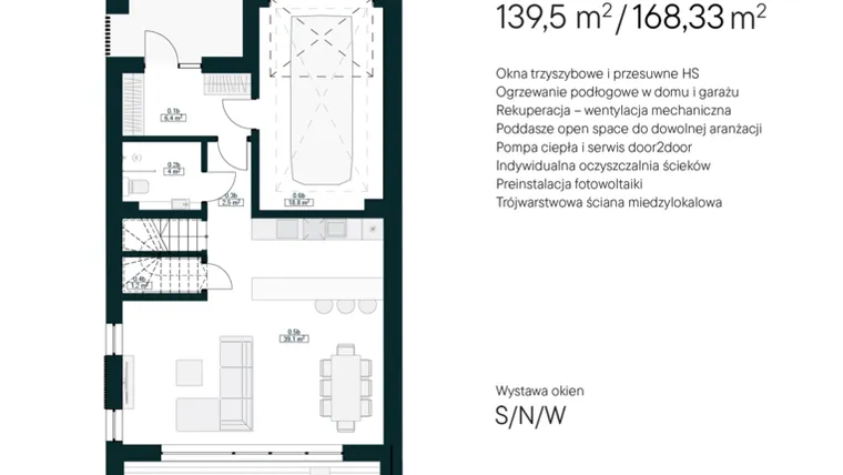Rzut - Dom na sprzedaż 5 pokoi o powierzchni 168,3 m² - numer 22B w Aleja Drzew II