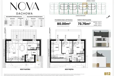 Rzut - Dom na sprzedaż 4 pokoje o powierzchni 80 m² - numer B12 w Nova Dachowa II