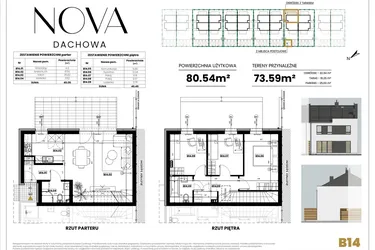 Rzut - Dom na sprzedaż 4 pokoje o powierzchni 80,54 m² - numer B14 w Nova Dachowa II