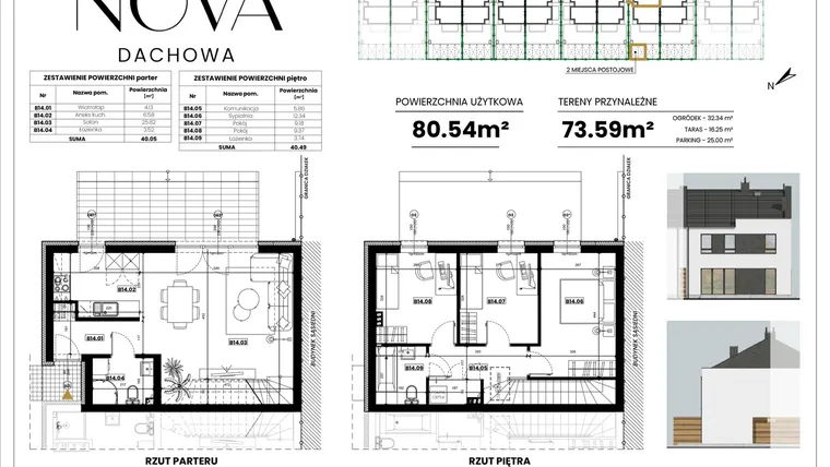 Rzut - Dom na sprzedaż 4 pokoje o powierzchni 80,54 m² - numer B14 w Nova Dachowa II