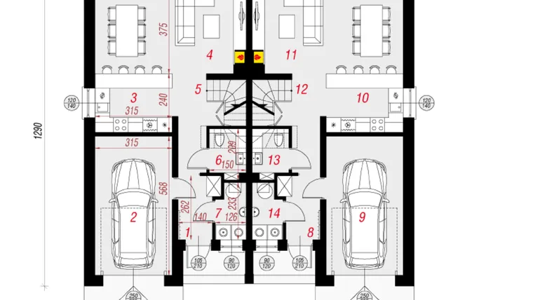 Rzut - Dom na sprzedaż 5 pokoi o powierzchni 126,46 m² - numer 3A w Osiedle Morelowa II