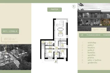 Rzut - Mieszkanie na sprzedaż 4 pokoje o powierzchni 91,32 m² - numer M11-1 w Morelife Apartments etap I i II