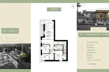 Rzut - Mieszkanie na sprzedaż 4 pokoje o powierzchni 101,03 m² - numer M15-2 w Morelife Apartments etap I i II