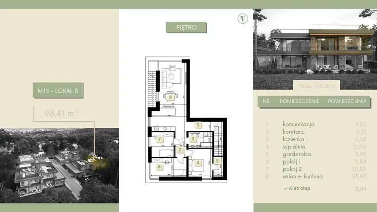 Rzut - Mieszkanie na sprzedaż 4 pokoje o powierzchni 101,03 m² - numer M15-2 w Morelife Apartments etap I i II