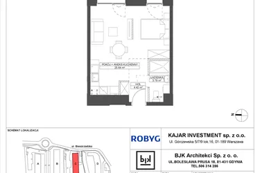 Rzut - Mieszkanie na sprzedaż 1 pokój o powierzchni 33,84 m² - numer C.0M04 w Foresteria