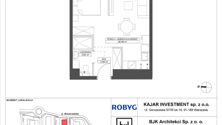 Rzut - Mieszkanie na sprzedaż 1 pokój o powierzchni 33,8 m² - numer C.3M10 w Foresteria